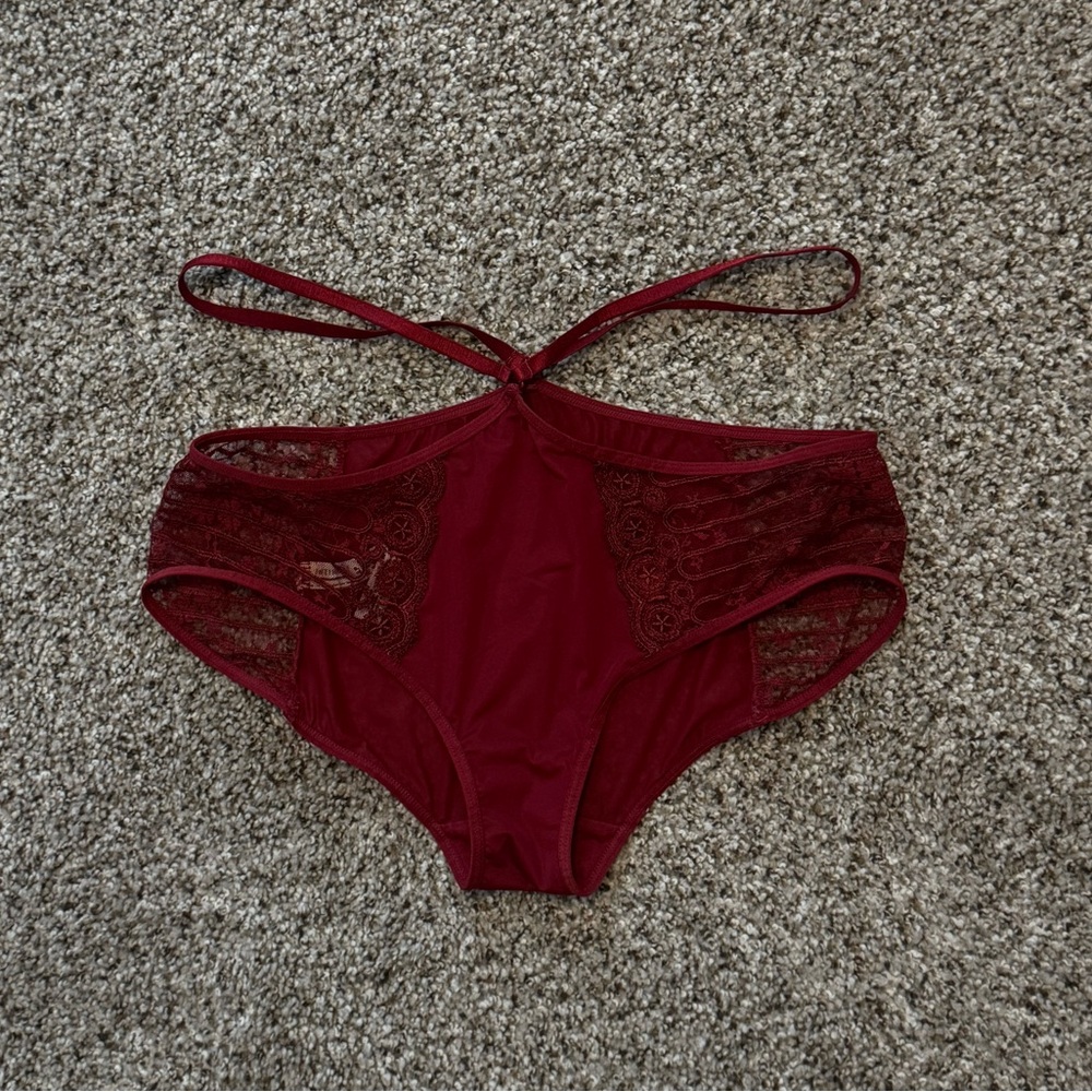 Free People Intimately Strappy Lace Burgundy Underwear Lingerie